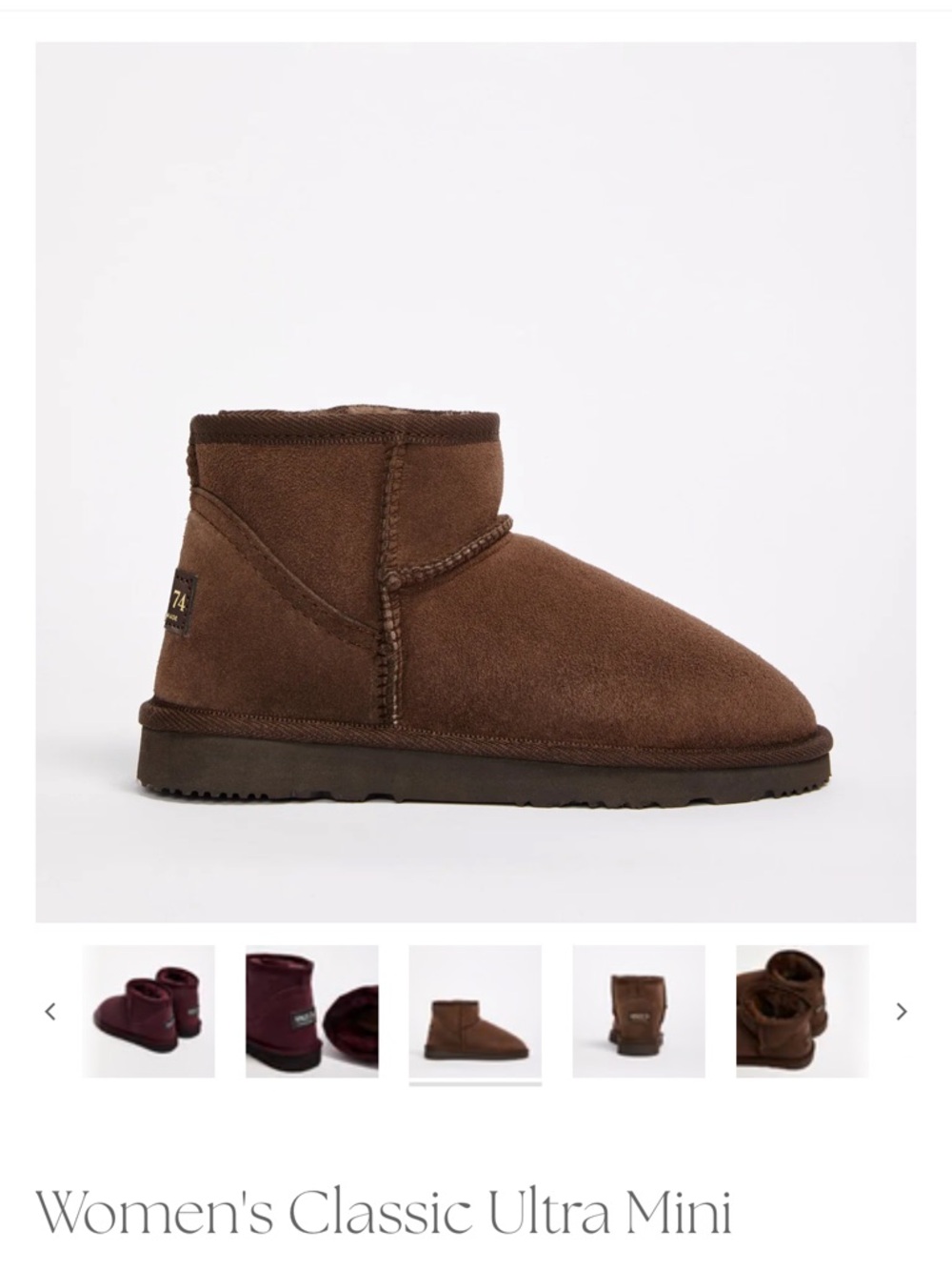 NWT Since74 Classic Ultra Mini Shearling Boot - Brown